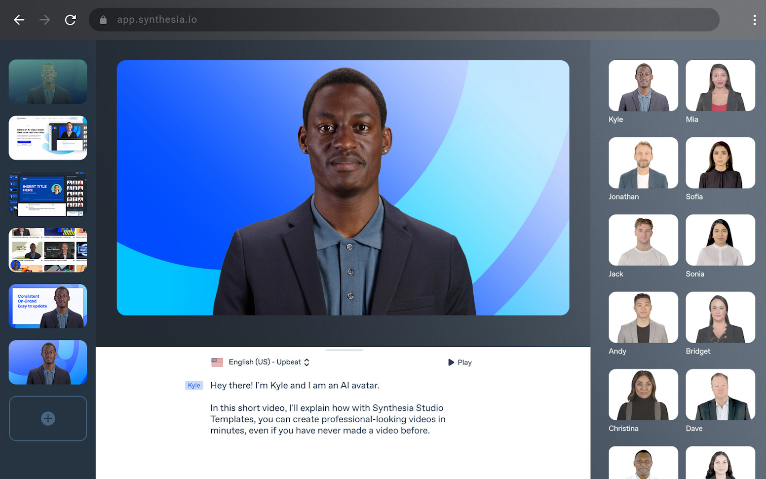 Synthesia AI video creation platform with enterprise-grade security features.